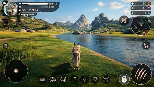 Captura de The Wolf: Animal Game MMORPG mostrando un bosque con la manada